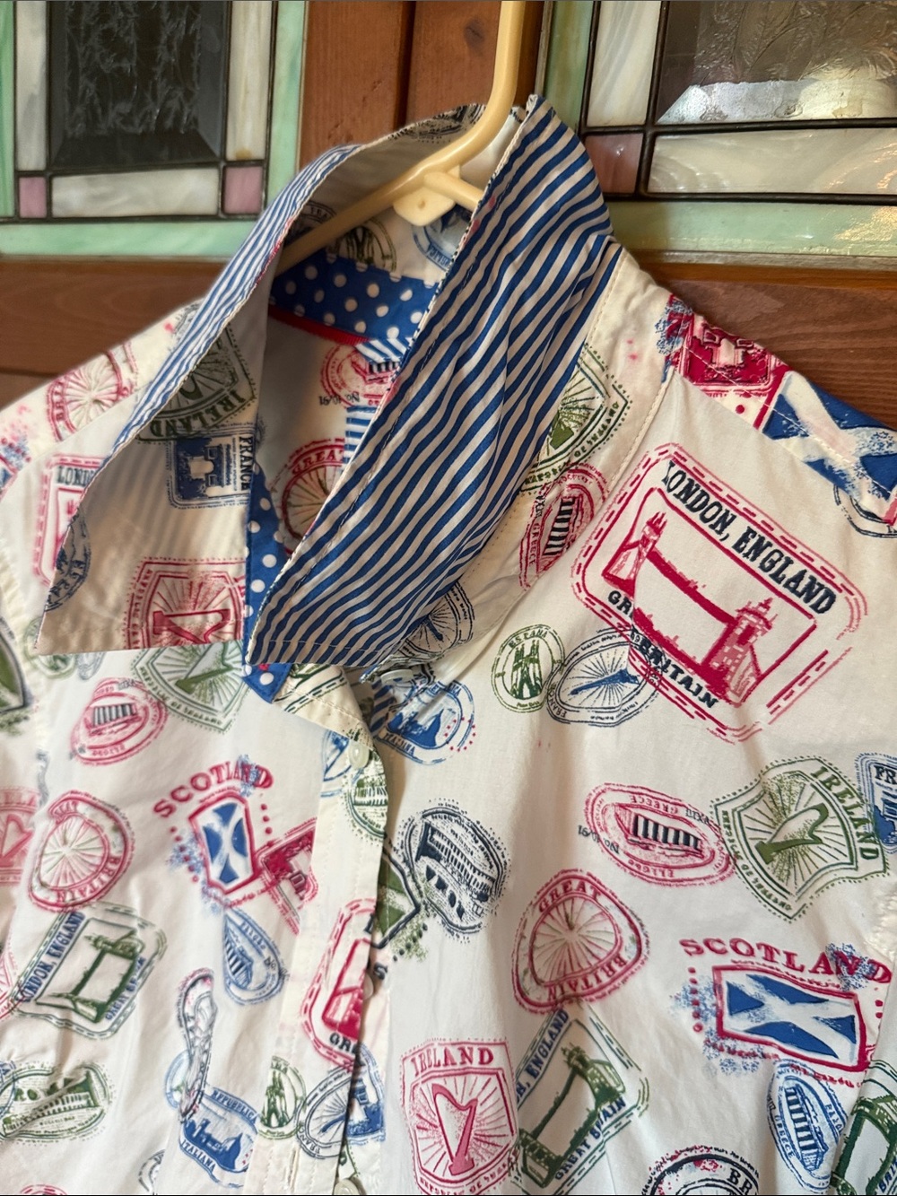 Talbots Modern Classic Shirt in Passport Stamps L - Picture 12 of 13
